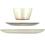 Old Rose Glass Tableware Set Offer - 6 x Dinner Plates, 6 x Side Plates, 6 x Bowls