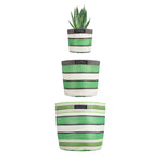 BRITISH COLOUR STANDARD Eco Woven Plant Pot Cover Set of 3 - Grass Green, Indigo  & Pearl