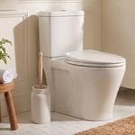 BRITISH COLOUR STANDARD Enamel Toliet Brush Holder & Brush in Stone White