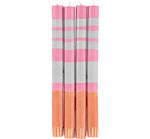 BRITISH COLOUR STANDARD - 25cm / 10'' H Striped Orange Flame, Willow & Neyron Rose Eco Dinner Candles, Gift Box of 4
