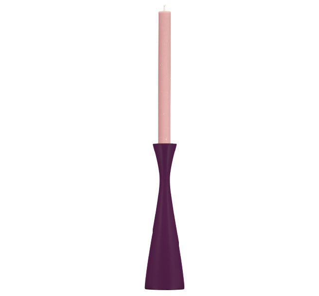 BRITISH COLOUR STANDARD - 25cm H / 9.8'' H  Tall Doge Purple Wooden Candle Holder