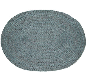 BRITISH COLOUR STANDARD - Silky Jute Oval Placemats in Moonstone Grey, Tied Set of 2 Mats, 11.8" x 16.5''