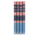 BRITISH COLOUR STANDARD - 25cm / 10'' H Striped Old Rose, Indigo and Pompadour Eco Dinner Candles, Gift Box of 4