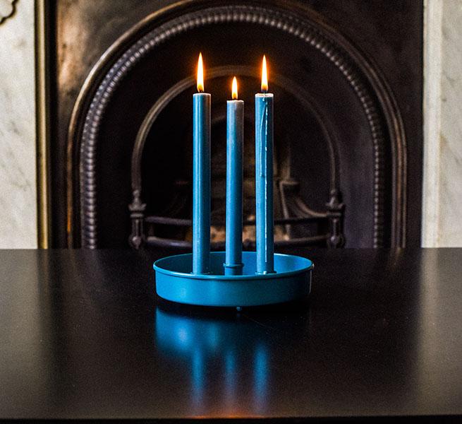 BRITISH COLOUR STANDARD - 25cm / 10'' H Petrol Blue Eco Dinner Candles, Gift Box of 6