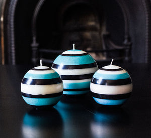 BRITISH COLOUR STANDARD - Small Striped Ball Candle - Jet, Pearl & Honey Bird