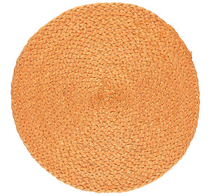 BRITISH COLOUR STANDARD - Silky Jute Placemats in Spanish Orange, Tied Set of 4 Mats, 10.5'' D