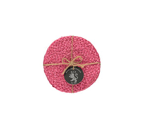BRITISH COLOUR STANDARD - Silky Jute Coasters in Neyron Rose, Tied Set of 4, 5.11'' D