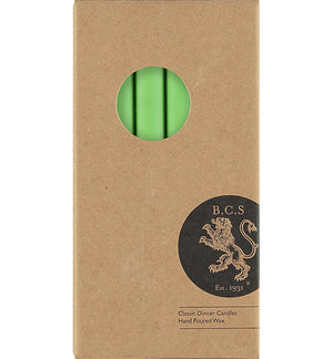 BRITISH COLOUR STANDARD - 25cm / 10'' H Grass Green Eco Dinner Candles, Gift Box of 6