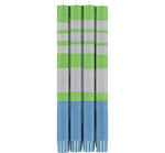 BRITISH COLOUR STANDARD - 25cm / 10'' H Striped Nanking Blue, Grass Green & Willow Grey Eco Dinner Candles, Gift Box of 4