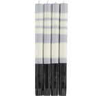 BRITISH COLOUR STANDARD - 25cm / 10'' H Striped Jet Black, Pearl White & Dove Grey Eco Dinner Candles, Gift Box of 4