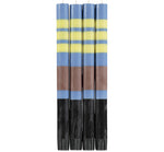 BRITISH COLOUR STANDARD - 25cm / 10'' H Striped Rose Beige, Saxe Blue, Jet Black & Primrose Yellow Eco Dinner Candles, Gift Box of 4