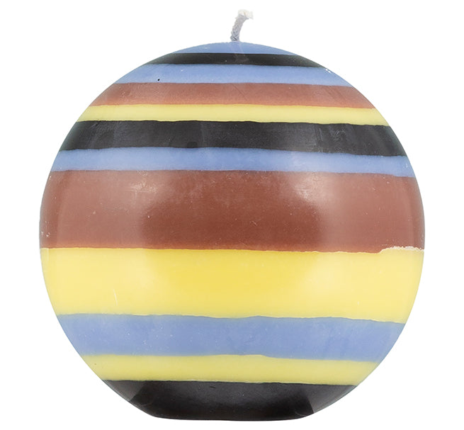 BRITISH COLOUR STANDARD - Large Striped Ball Candle - Rose Beige, Jet Black, Saxe Blue & Primrose