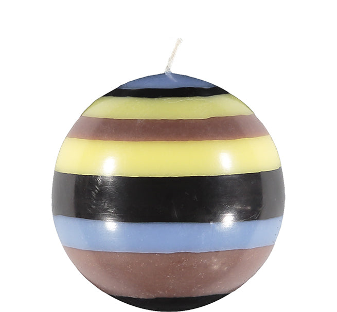 BRITISH COLOUR STANDARD - Small Striped Ball Candle -  Rose Beige, Jet Black, Saxe Blue & Primrose