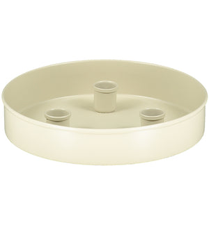 BRITISH COLOUR STANDARD - 20 cm D / 7.8'' D Small Round Metal Candle Platter - Stone White
