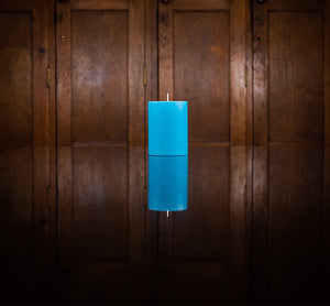 BRITISH COLOUR STANDARD - Small Petrol Blue Eco Pillar Candle, 4'' / 10cm