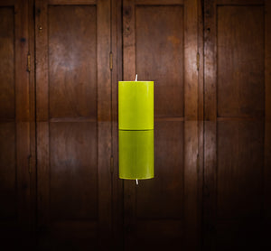 BRITISH COLOUR STANDARD - Small Olive Eco Pillar Candle, 4'' / 10cm