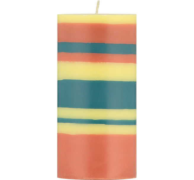 BRITISH COLOUR STANDARD - Tall Jasmine, Rust and Petrol Eco Pillar Candle, 6'' / 10cm