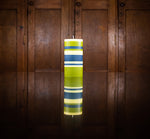 BRITISH COLOUR STANDARD - Tall Olive, Indigo and Jasmine Eco Pillar Candle, 6'' / 15cm