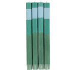 BRITISH COLOUR STANDARD - 25cm / 10'' H ABSTRACT Striped Beryl, Bokhara and Moonstone Eco Dinner Candles, Gift Box of 4