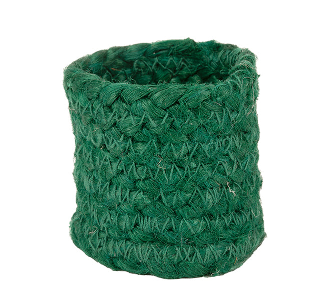 BRITISH COLOUR STANDARD - Silky Jute Napkin Rings in Jade, Tied Set of 4, 1.9'' D