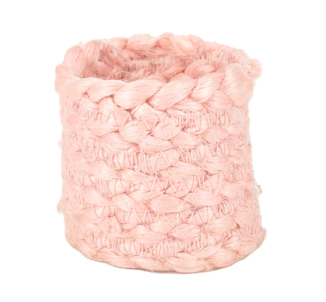 BRITISH COLOUR STANDARD - Silky Jute Napkin Rings in Venetian Pink, Tied Set of 4, 1.9'' D