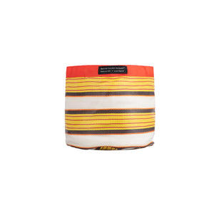 BRITISH COLOUR STANDARD - Small 15 cm x 15 cm / 5.9'' x 5.9'' - Eco Woven Plant Pot Cover in Tuscan Yellow, Pearl & Rose Beige