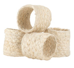 BRITISH COLOUR STANDARD - Silky Jute Napkin Rings in Pearl White, Tied Set of 4, 1.9'' D
