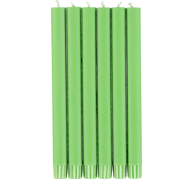BRITISH COLOUR STANDARD - 25cm / 10'' H Grass Green Eco Dinner Candles, Gift Box of 6