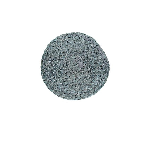 BRITISH COLOUR STANDARD - Silky Jute Coasters in Moonstone Grey, Tied Set of 4, 4.7'' D