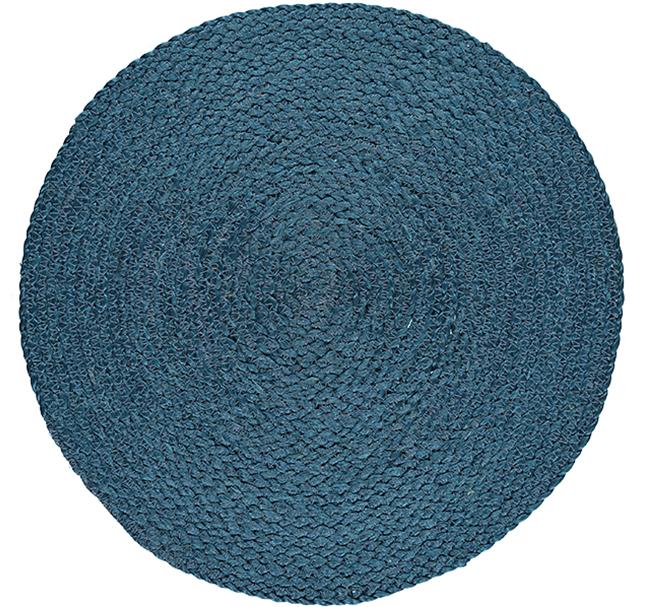 BRITISH COLOUR STANDARD - Silky Jute Round Placemat in Petrol Blue, 1 Mat, 14" D