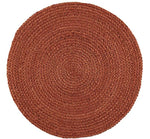 BRITISH COLOUR STANDARD - Silky Jute Round Placemats in Terra Cotta, Tied Set of 2 Mats, 14" D