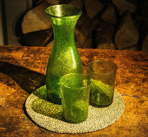 BRITISH COLOUR STANDARD - 19cm H / 7.4'' Apple Green Handmade Glass Carafe 25 Clt / 0.25 Quart