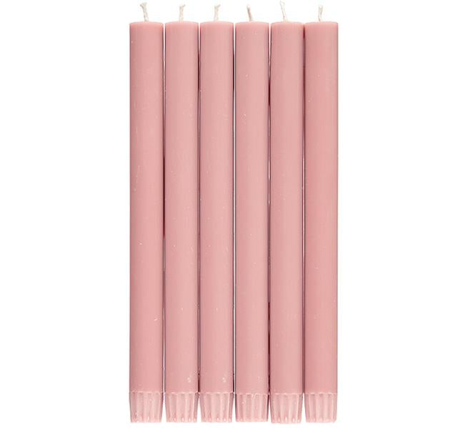 BRITISH COLOUR STANDARD - 25cm / 10'' H Old Rose Eco Dinner Candles, Gift Box of 6