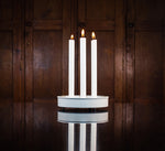 BRITISH COLOUR STANDARD - 20 cm D / 7.8'' D Small Round Metal Candle Platter - Stone White