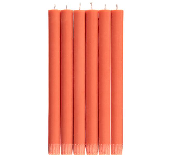 BRITISH COLOUR STANDARD - 25cm / 10'' H Rust Eco Dinner Candles, Gift Box of 6